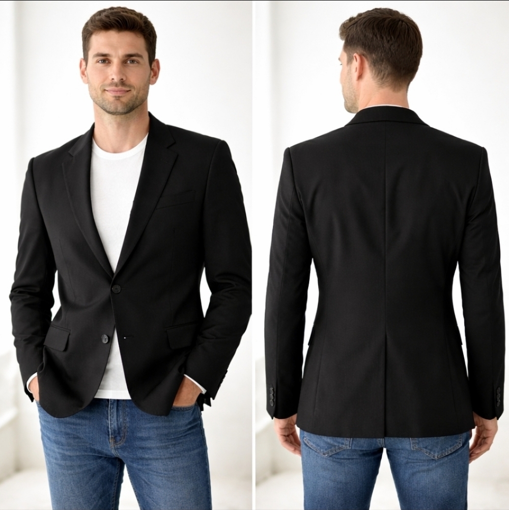 Men’s Evan-Picone Black Two Button Blazer Classic Suit Jacket